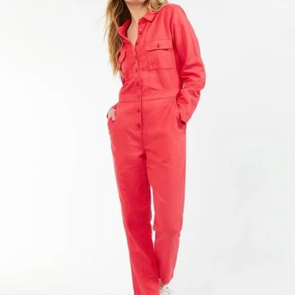 Outerknown Pants - Outerknown Coral Button Long Sleeve Jumpsuit Size Small